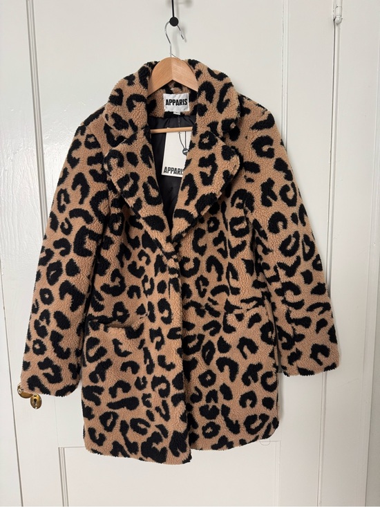 Apparis Jackets & Blazers - Apparis Leopard Print Teddy Faux Shearling Coat - Tan & Black